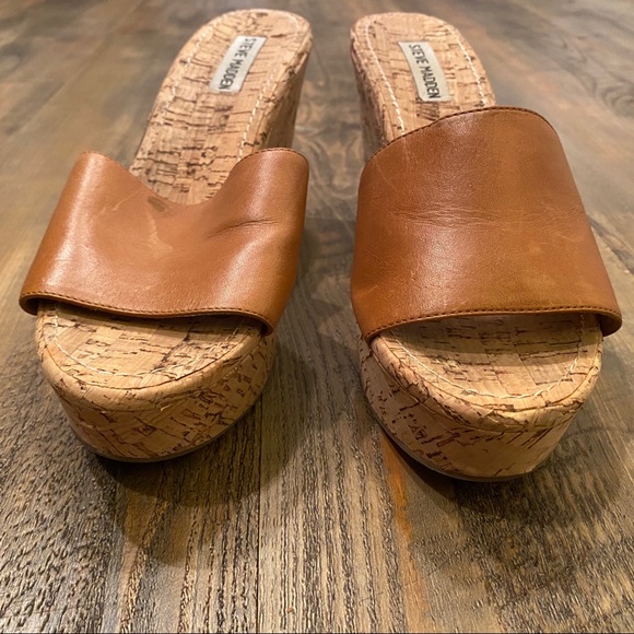 Steve Madden Surg camel leather cork wedges - Picture 4 of 14